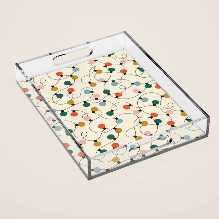 Vintage christmas lights art pattern Acrylic Tray Gallery Image 1