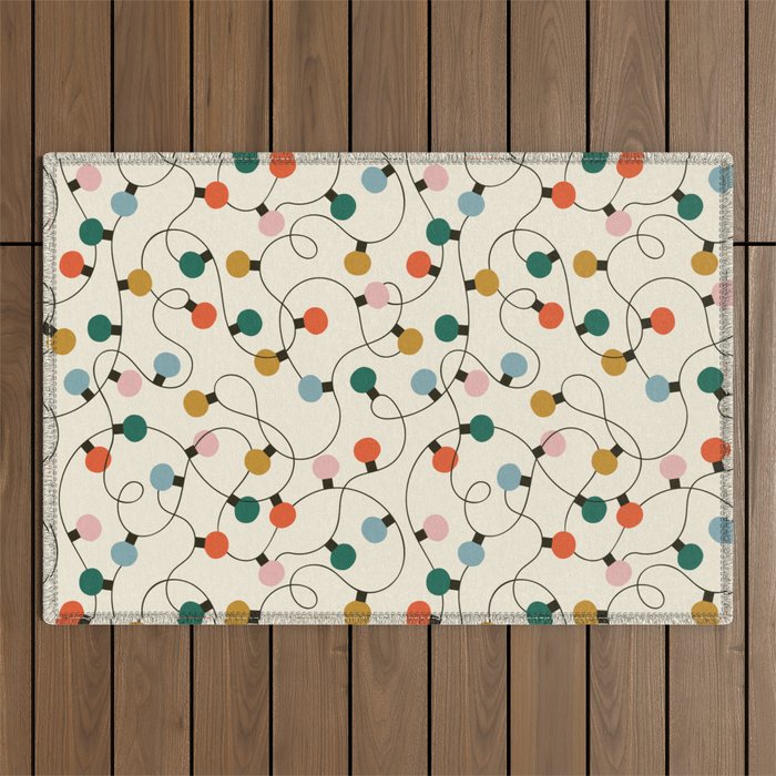 Vintage christmas lights art pattern Outdoor Rug Gallery Image 1