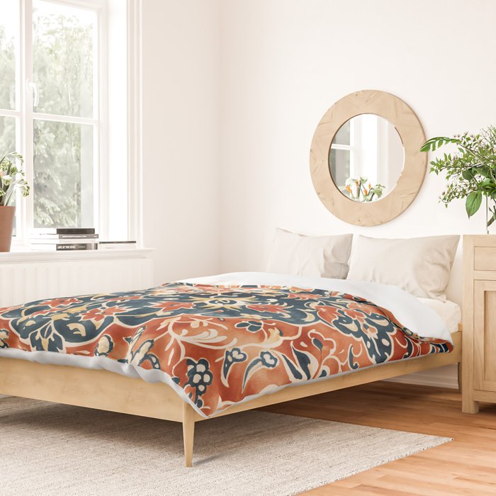 Indigo and Floral Spice Mandala Duvet Cover Gallery Image 2