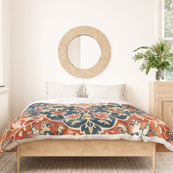 Indigo and Floral Spice Mandala Duvet Cover Gallery Image 3