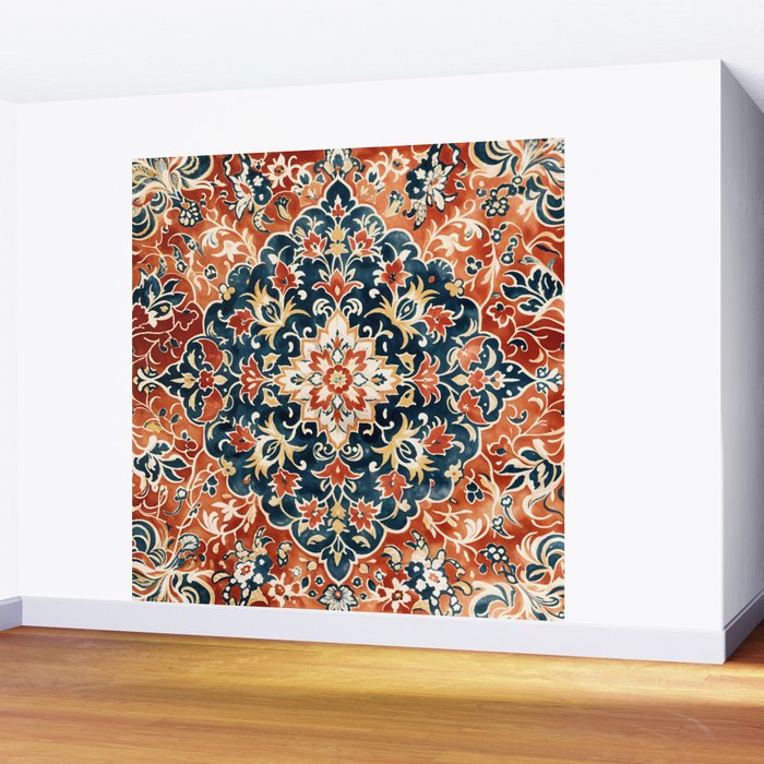 Indigo and Floral Spice Mandala Wall Mural Gallery Image 2
