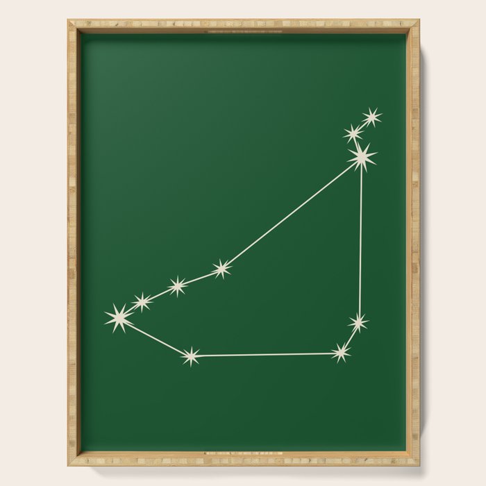 Capricorn Zodiac Star Constellation Line Art Green Serving Tray Gallery Image 1
