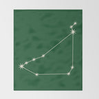 Capricorn Zodiac Star Constellation Line Art Green Throw Blanket Gallery Image 2