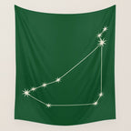 Capricorn Zodiac Star Constellation Line Art Green Wall Tapestry Gallery Image 4