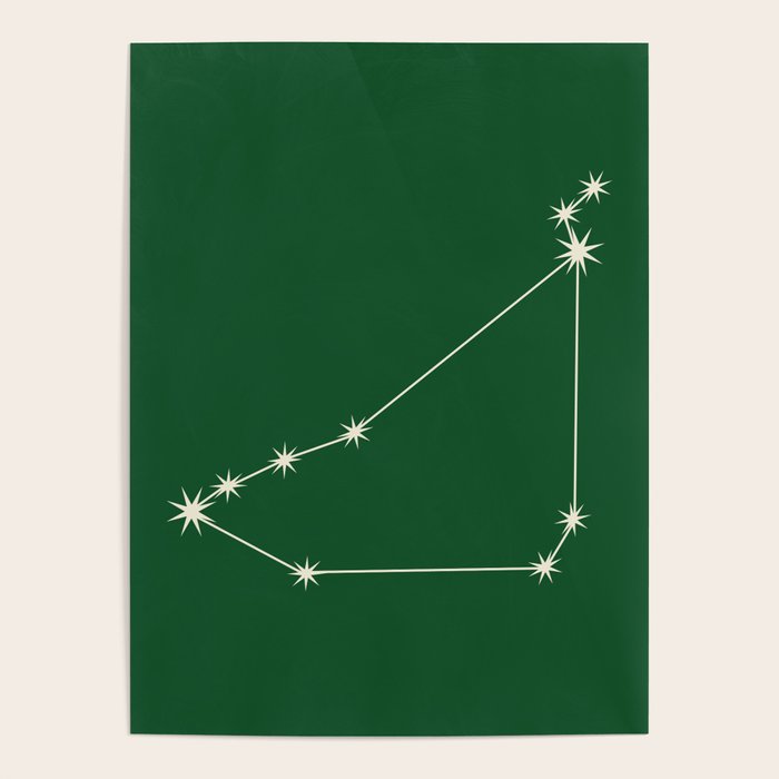 Capricorn Zodiac Star Constellation Line Art Green Poster Gallery Image 4