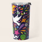 60s 70s psychedelic Modern Christmas Confetti Pattern Travel Mug Gallery Image 2