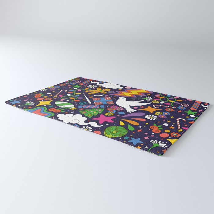 60s 70s psychedelic Modern Christmas Confetti Pattern Rug Gallery Image 3