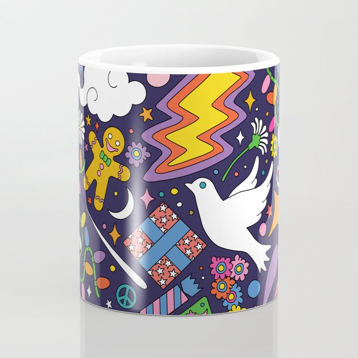 60s 70s psychedelic Modern Christmas Confetti Pattern Coffee Mug Gallery Image 4