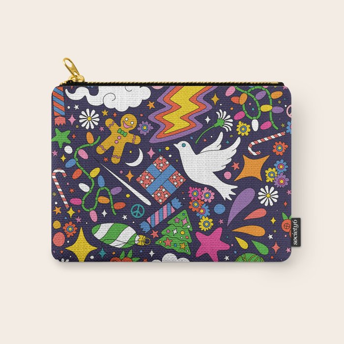 60s 70s psychedelic Modern Christmas Confetti Pattern Carry All Pouch Gallery Image 1