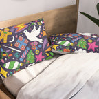 60s 70s psychedelic Modern Christmas Confetti Pattern Pillow Sham Gallery Image 2