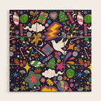 60s 70s psychedelic Modern Christmas Confetti Pattern Wood Wall Art Gallery Image 1