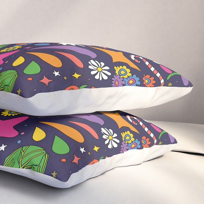 60s 70s psychedelic Modern Christmas Confetti Pattern Pillow Sham Gallery Image 3