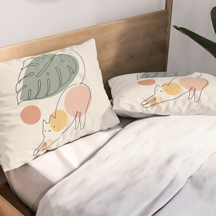 Cat and Plant 34 Pillow Sham Gallery Image 2