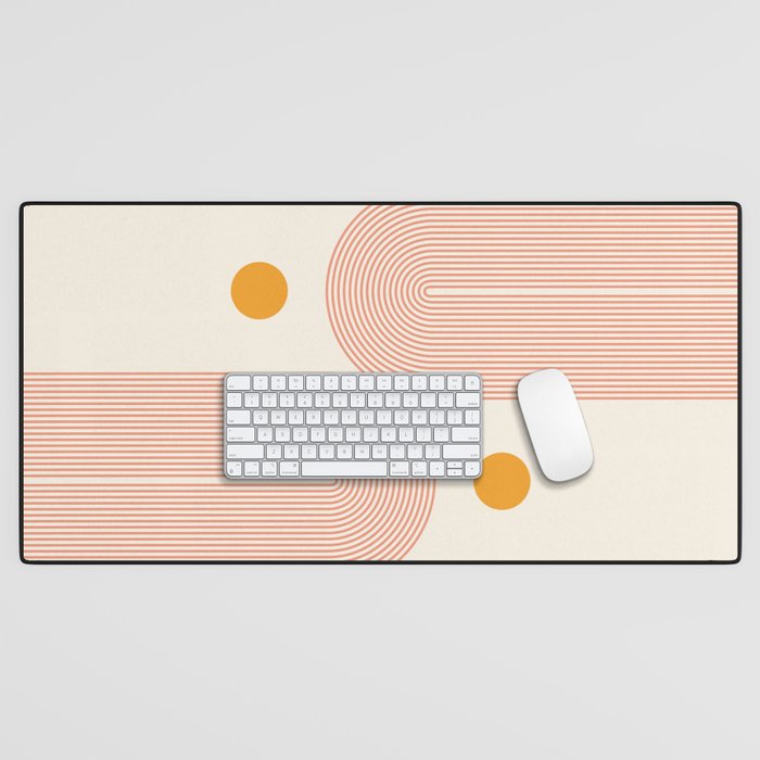 Abstraction_SUN_DOUBLE_LINE_POP_ART_Minimalism_001C Desk Mat Gallery Image 1