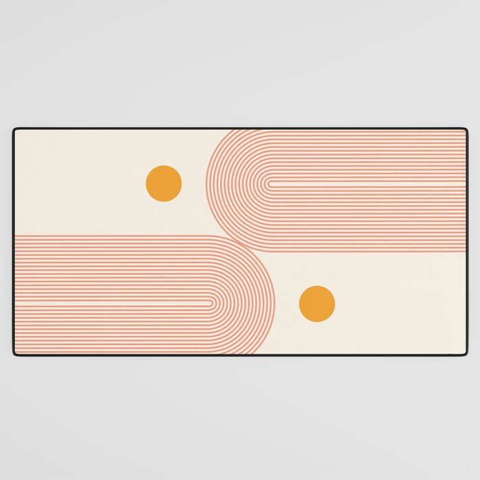 Abstraction_SUN_DOUBLE_LINE_POP_ART_Minimalism_001C Desk Mat Gallery Image 3