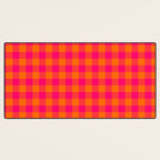 Modern Bright Pink and Orange Gingham Desk Mat Gallery Image 3