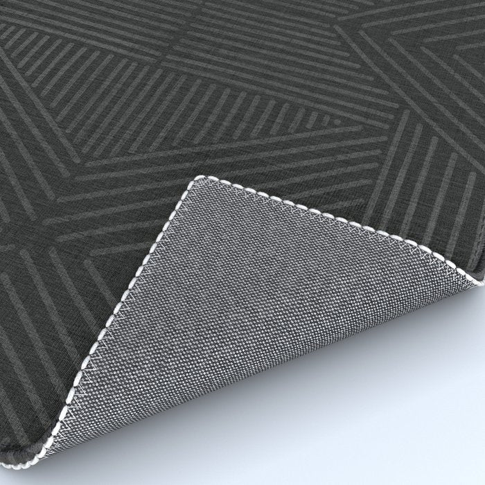 Charcoal grey line work on textured cloth - abstract geometric pattern Rug Gallery Image 4