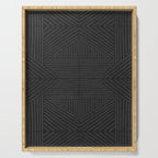 Charcoal grey line work on textured cloth - abstract geometric pattern Serving Tray Gallery Image 1