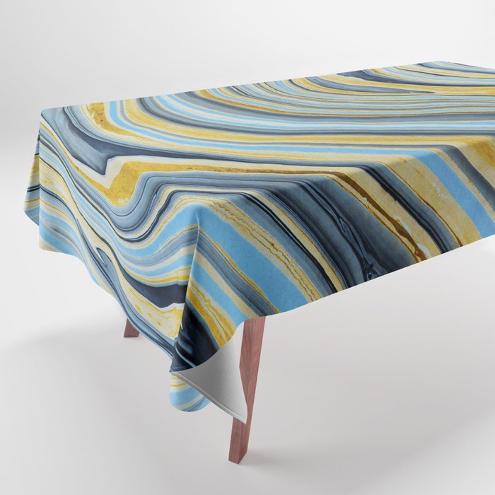 Blue marbled waves Tablecloth Gallery Image 1