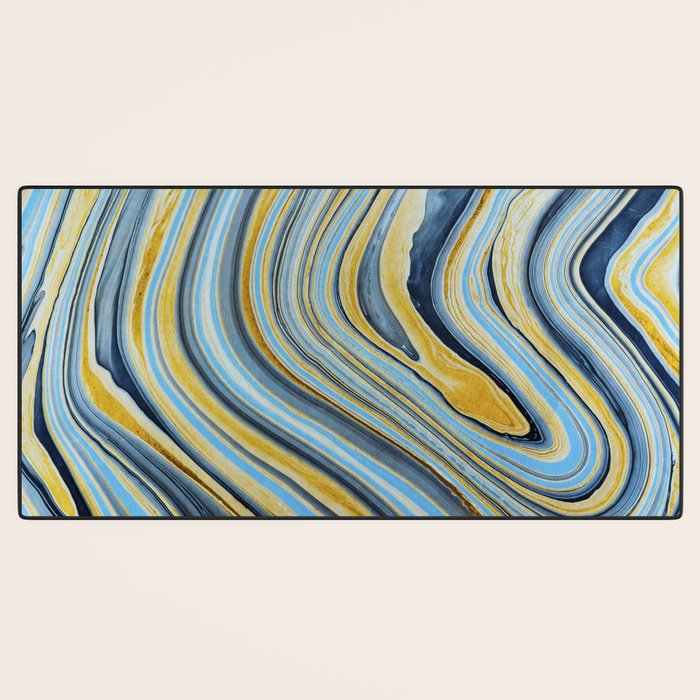 Blue marbled waves Desk Mat Gallery Image 3