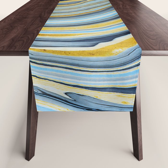 Blue marbled waves Table Runner Gallery Image 1