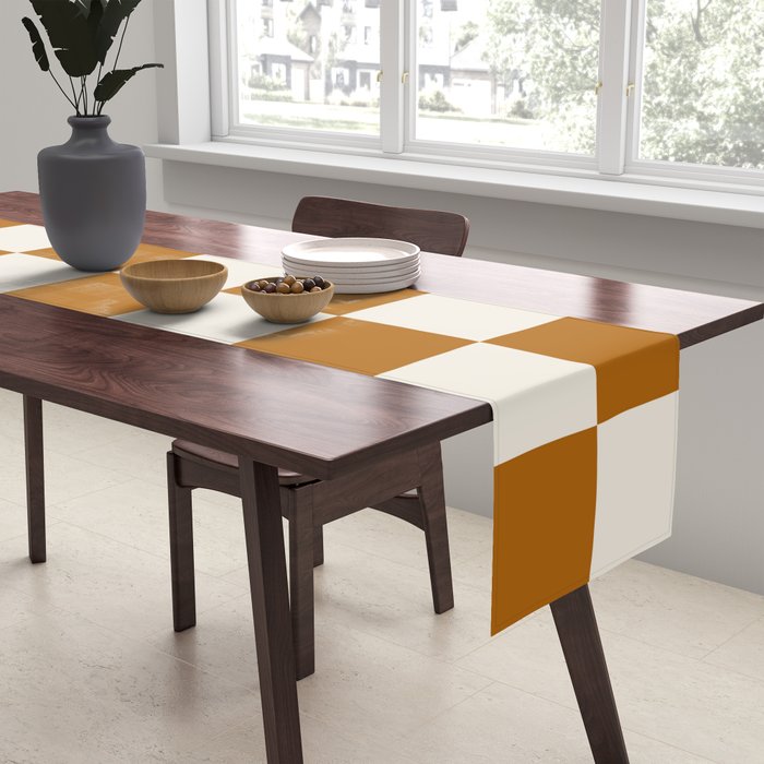 Checkered (Golden Cream) Table Runner Gallery Image 2