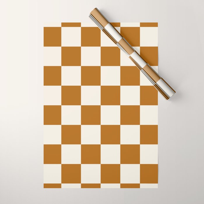 Checkered (Golden Cream) Wrapping Paper Gallery Image 1