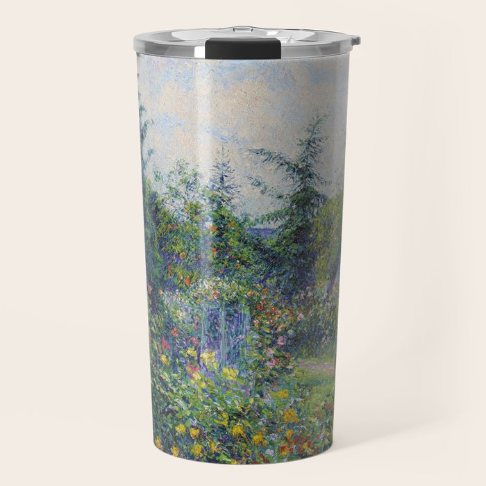Camille Pissarro Garden and Chicken Coop at Octave Mirbeau's, Les Damps still life portrait painting Travel Mug Gallery Image 1