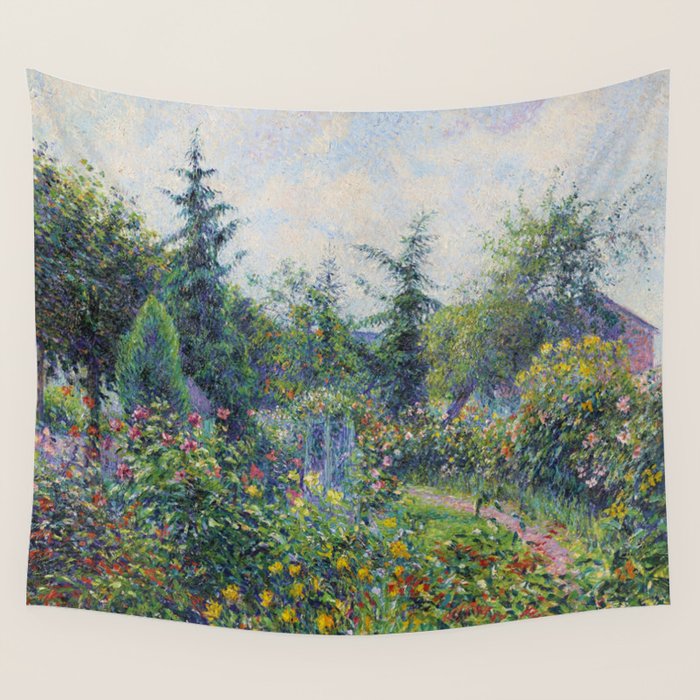 Camille Pissarro Garden and Chicken Coop at Octave Mirbeau's, Les Damps still life portrait painting Wall Tapestry Gallery Image 1