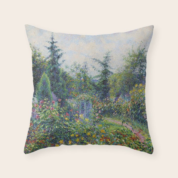 Camille Pissarro Garden and Chicken Coop at Octave Mirbeau's, Les Damps still life portrait painting Throw Pillow Gallery Image 1