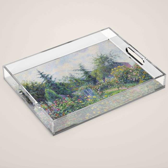 Camille Pissarro Garden and Chicken Coop at Octave Mirbeau's, Les Damps still life portrait painting Acrylic Tray Gallery Image 1