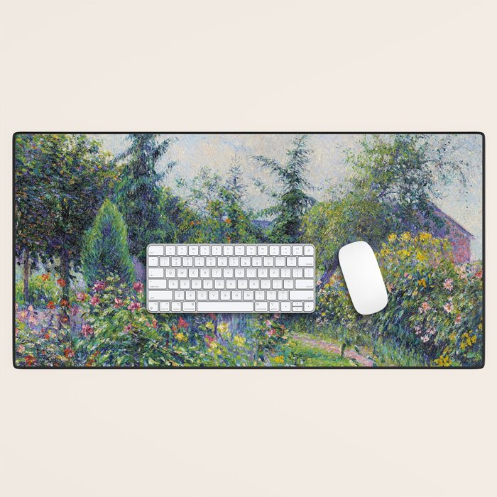 Camille Pissarro Garden and Chicken Coop at Octave Mirbeau's, Les Damps still life portrait painting Desk Mat Gallery Image 1