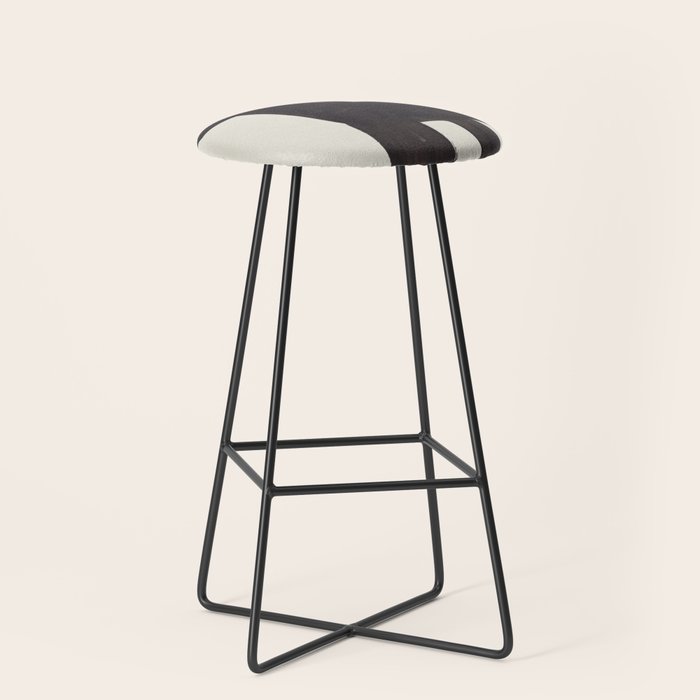 Black and White Minimalist Shapes Mid century Ink painting Stool Gallery Image 1