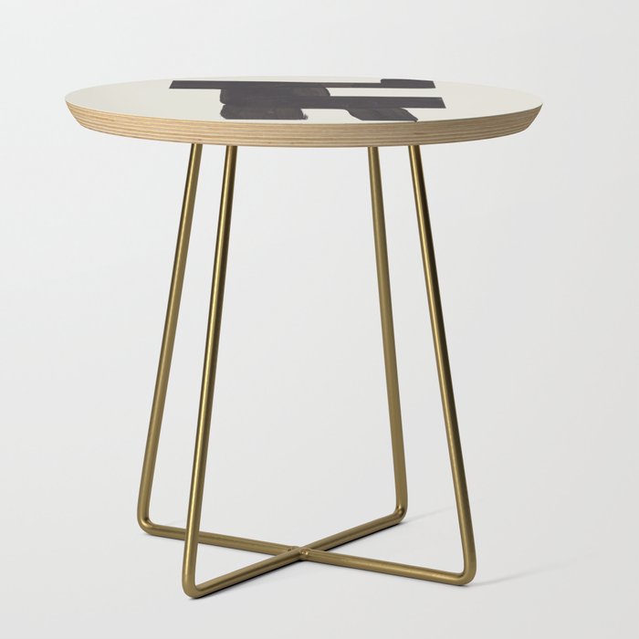 Black and White Minimalist Shapes Mid century Ink painting Side Table Gallery Image 1