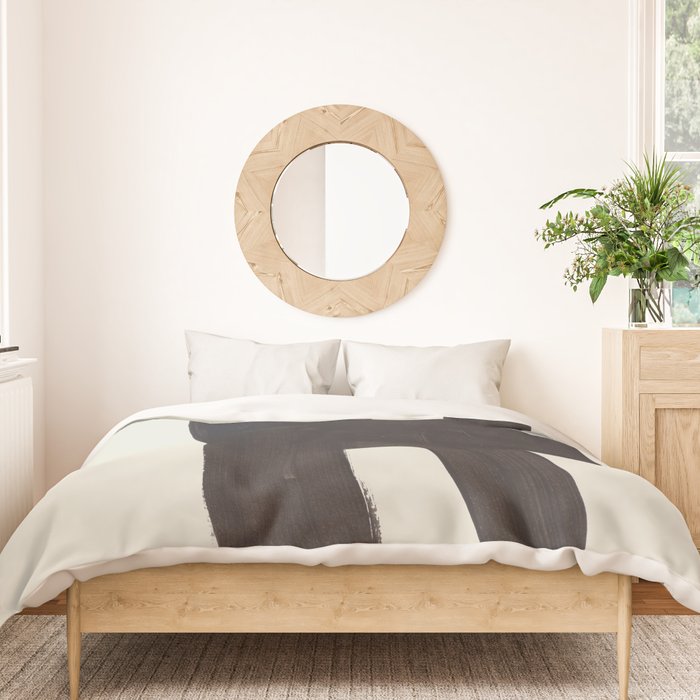 Black and White Minimalist Shapes Mid century Ink painting Duvet Cover Gallery Image 3