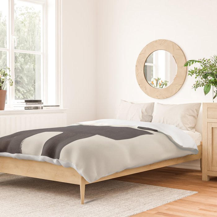 Black and White Minimalist Shapes Mid century Ink painting Duvet Cover Gallery Image 2