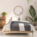 Black and White Minimalist Shapes Mid century Ink painting Comforter Gallery Image 3