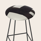 Black and White Minimalist Shapes Mid century Ink painting Stool Gallery Image 2