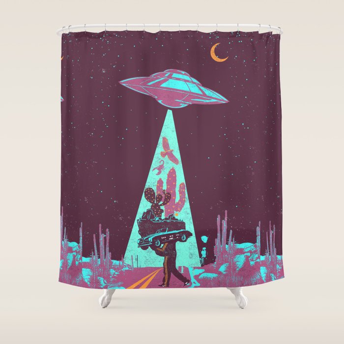 DESERT UFO Shower Curtain Gallery Image 1