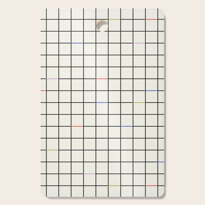 Minimalist Black and Off-White Grid with Color Accents Cutting Board Gallery Image 1