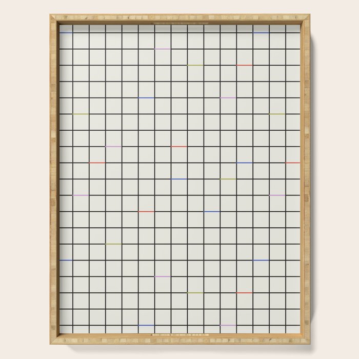 Minimalist Black and Off-White Grid with Color Accents Serving Tray Gallery Image 1