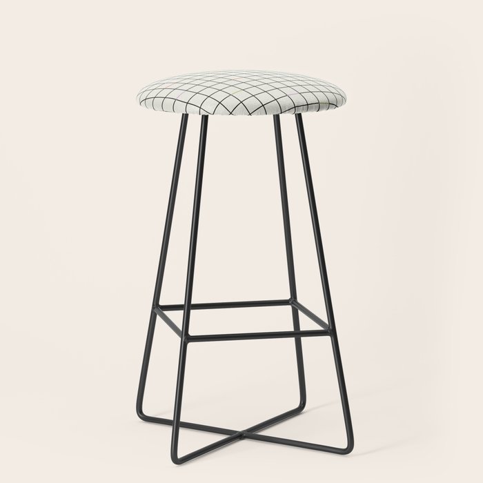 Minimalist Black and Off-White Grid with Color Accents Stool Gallery Image 1
