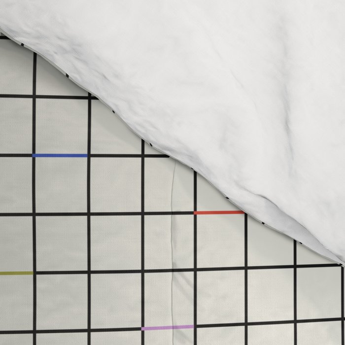 Minimalist Black and Off-White Grid with Color Accents Comforter Gallery Image 4