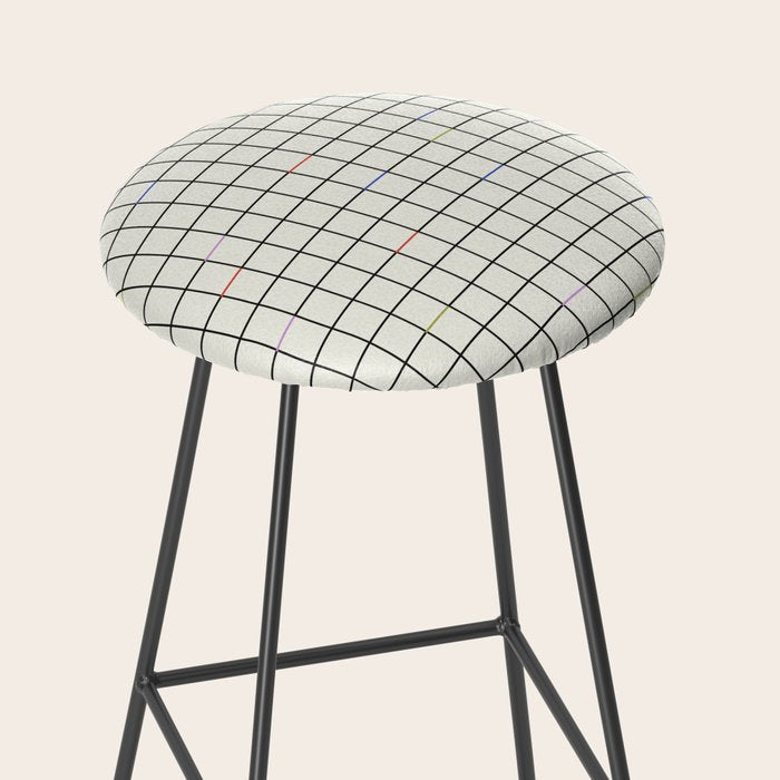 Minimalist Black and Off-White Grid with Color Accents Stool Gallery Image 2