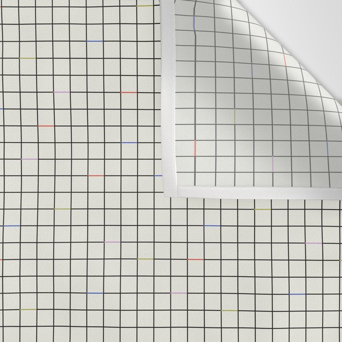 Minimalist Black and Off-White Grid with Color Accents Wall Tapestry Gallery Image 3