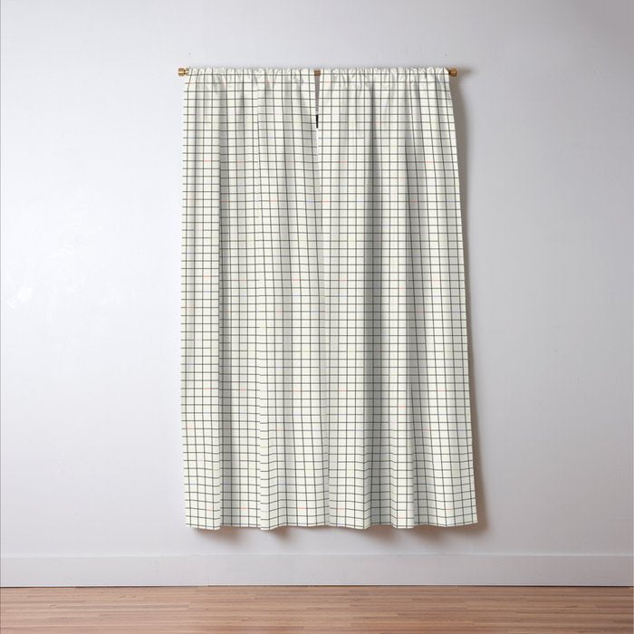 Minimalist Black and Off-White Grid with Color Accents Window Curtain Gallery Image 3