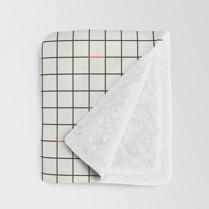 Minimalist Black and Off-White Grid with Color Accents Throw Blanket Gallery Image 3
