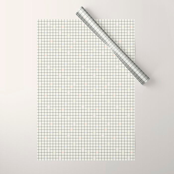 Minimalist Black and Off-White Grid with Color Accents Wrapping Paper Gallery Image 1