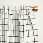 Minimalist Black and Off-White Grid with Color Accents Window Curtain Gallery Image 2