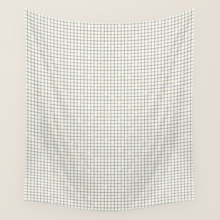 Minimalist Black and Off-White Grid with Color Accents Wall Tapestry Gallery Image 1